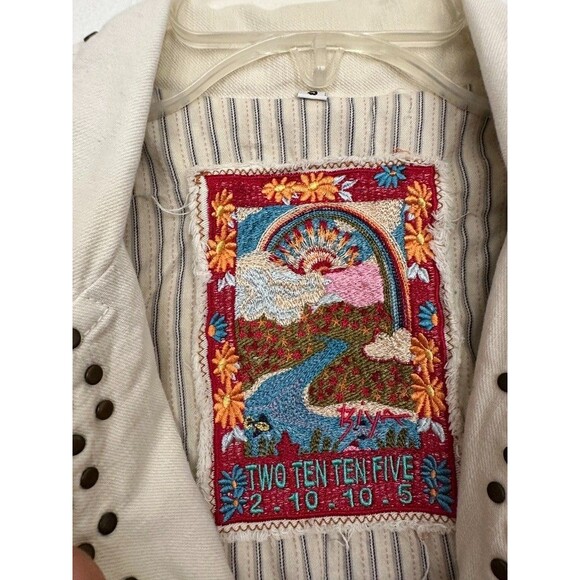 Johnny Was Biya Blazer Studded Embroidered White Y2k Bohemian Women's Size Small - Picture 5 of 16
